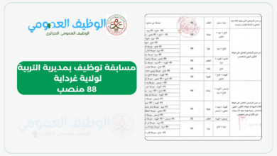 اعلان مسابقة توظيف بمديرية التربية لولاية غرداية 88 منصب